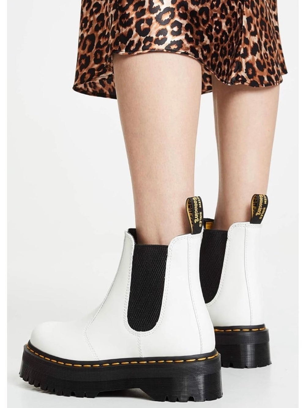 Dr. Martens Women's Platform Leather Chelsea Boot in White